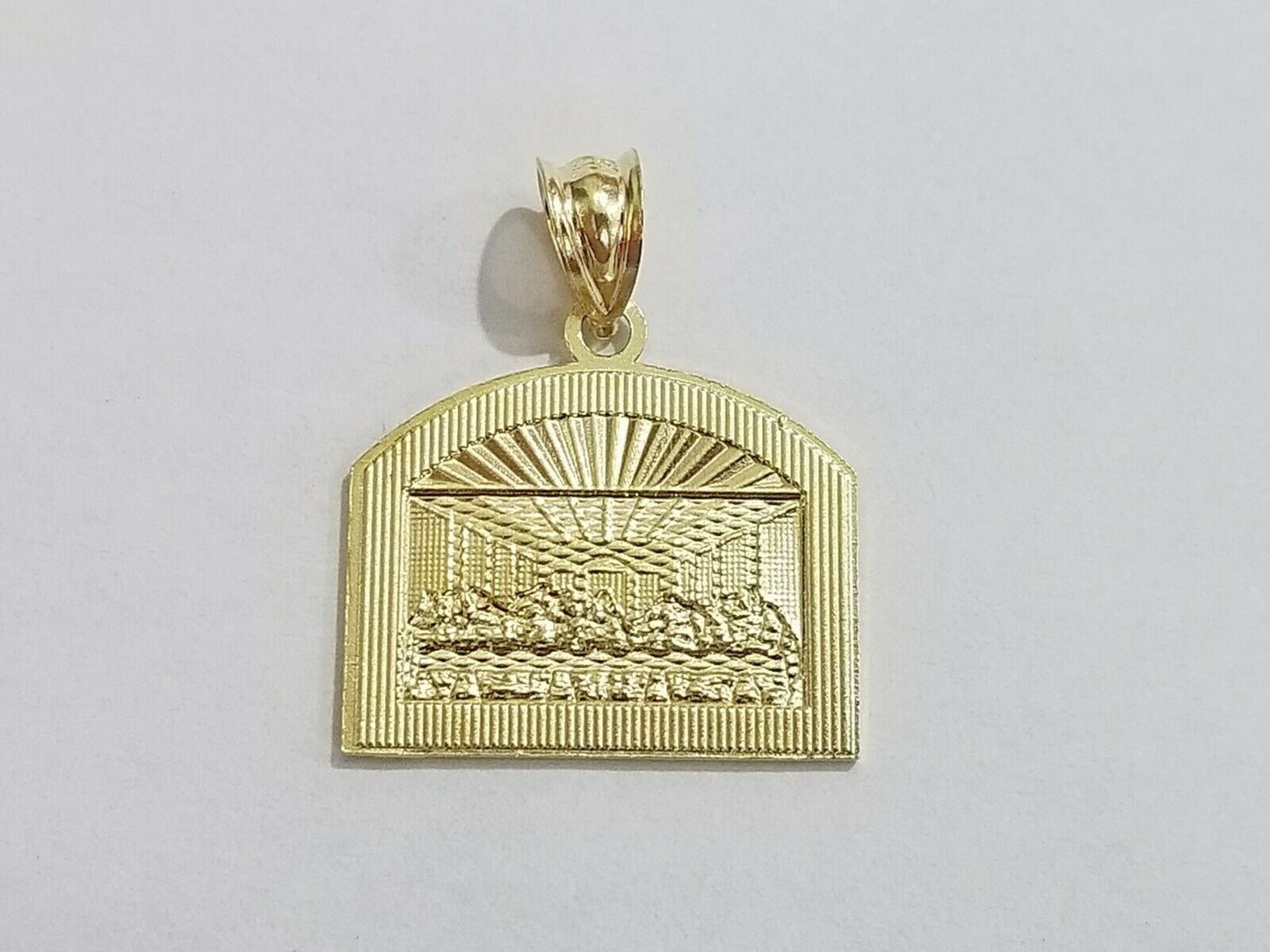 Real 10k Gold Last supper Charm Rope 2.5mm Chain Pendant ,18 20 22 24 26 28 Inch