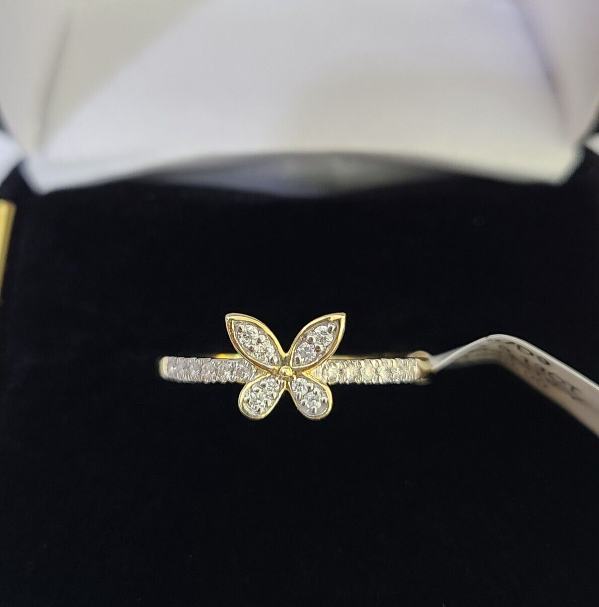 Real 10k Diamond Ladies Ring Butterfly Yellow Gold Women Casual Genuine