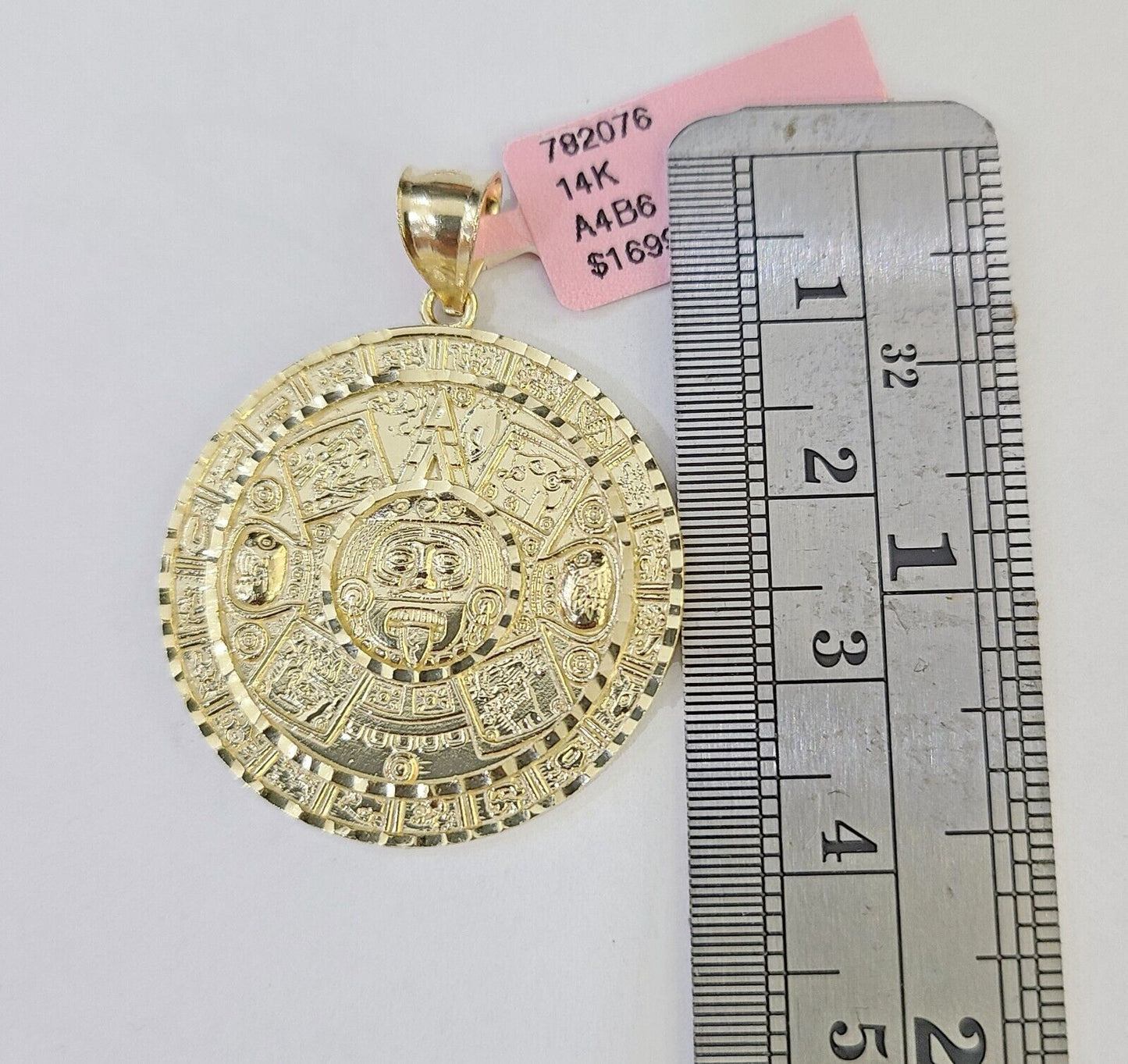 Real 10k Yellow Gold Circular Mayan Calendar / Pendant Charm 10kt