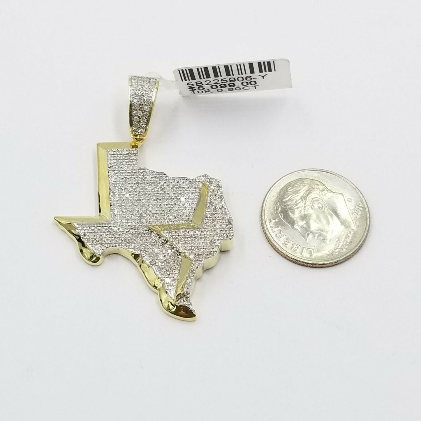 REAL 10k Texas Yellow Gold Diamond Map Pendant Charm with Lone Star 0.80CT