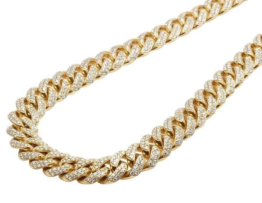 REAL 10k Miami cuban Link Chain / Necklace Gold & Diamonds 26" 11mm SOLID 23CT