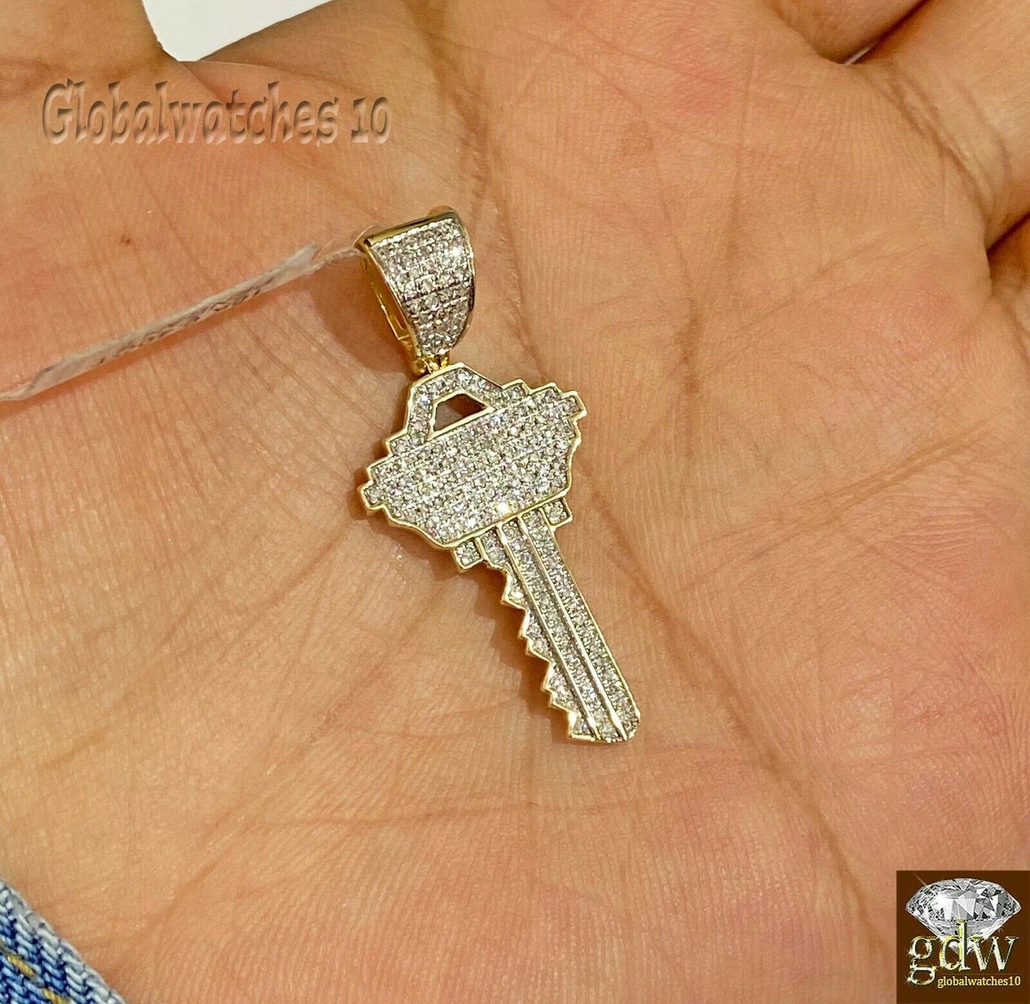 10k Gold Key to the City Charm Pendant with Miami Cuban Chain 20 22 24 26 inch