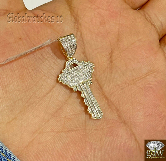 10k Gold Key to the City Charm Pendant with Miami Cuban Chain 20 22 24 26 inch