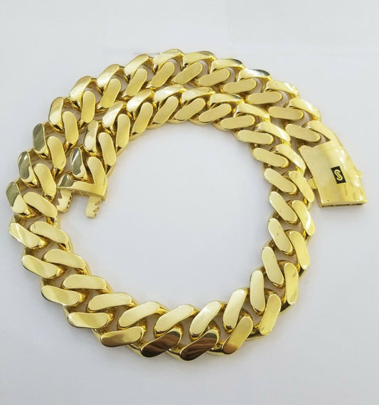 10k Gold Royal Miami Cuban Monaco Link Chain 24inch, 23mm yellow gold necklace