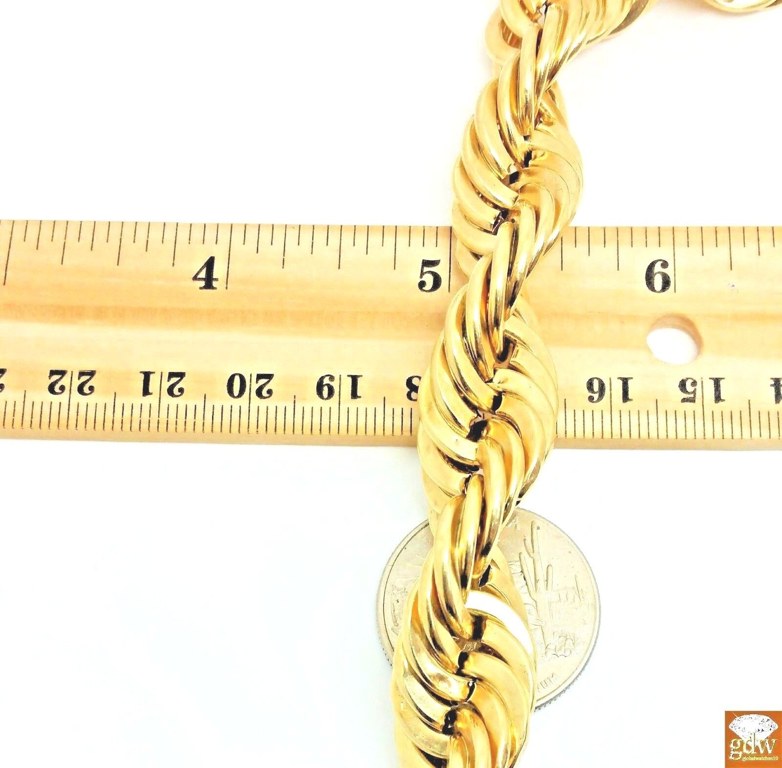 10k Real Gold Rope Chain Necklace 22 Inch 15mm Men Thick Brand NEW