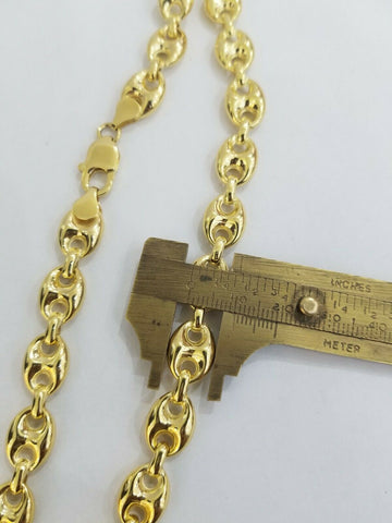 10k Yellow Gold Mariner Cuban Puff Link Chain 24" 13mm Links Men Real
