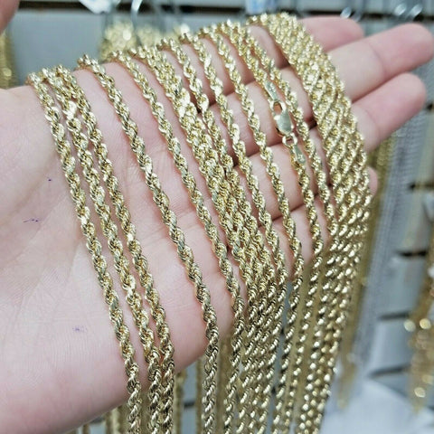 REAL 10K Yellow Gold Rope Chain Necklace 3mm 18" 20" 22" 24" 26" Inch