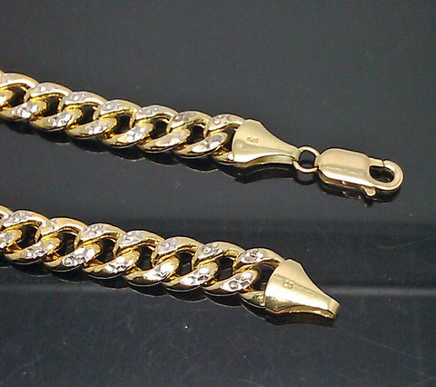 REAL 10K Yellow Gold Cuban Diamond Cut Link Bracelet 8" Inch Men Women Rope