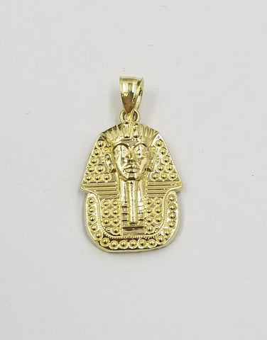 10k Egyptian King Yellow Gold Pharaoh Charm Mens Diamond Cut Design Pendant Real