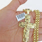 Real 10k Gold Nugget Cross Byzantine Chain Necklace 4mm 26" Chain Charm SET 10kt