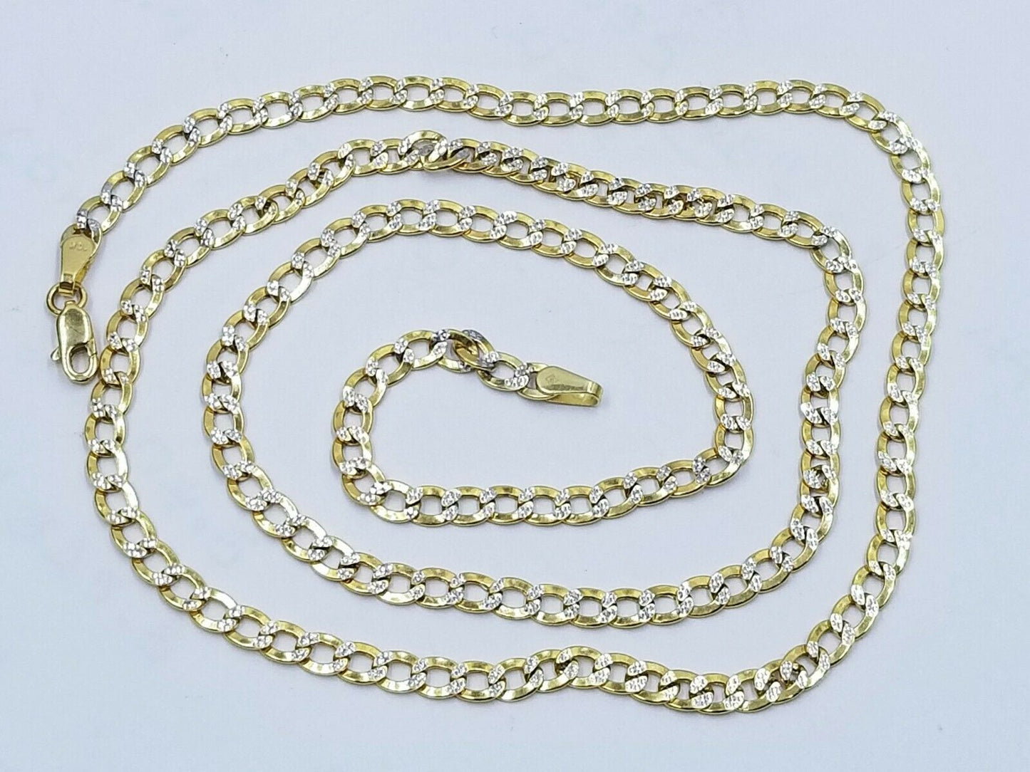 10K Yellow Gold 4mm Miami Cuban Curb Link chain Necklace 18"-26" Diamond Cut