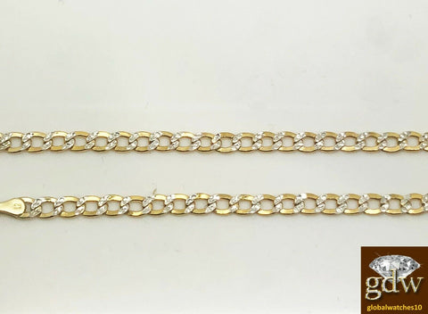 10k Yellow Gold Cuban Bracelet Diamond Cut Two Tone