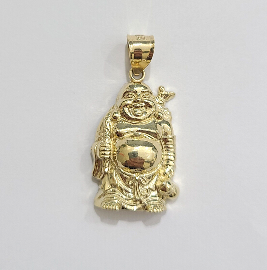 10k Yellow Gold Lucky Laughing Buddha Charm Religious Pendant Smiling