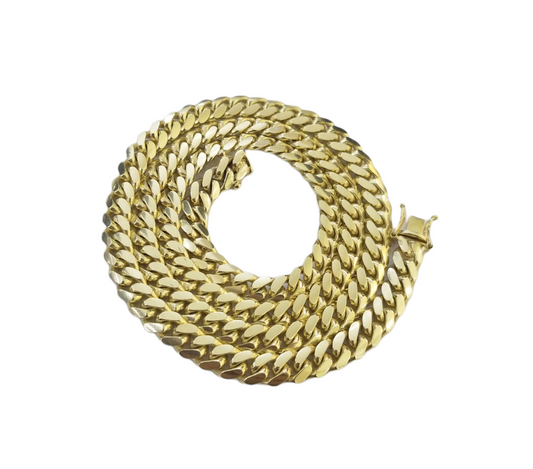 10K SOLID Yellow Gold Miami Cuban Link Chain 26 Inch 7mm Box Lock Necklace Real