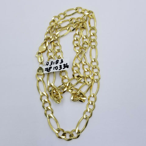 7mm 30" Solid 10k Yellow Gold Figaro Link Chain Heavy Necklace Men Women REAL