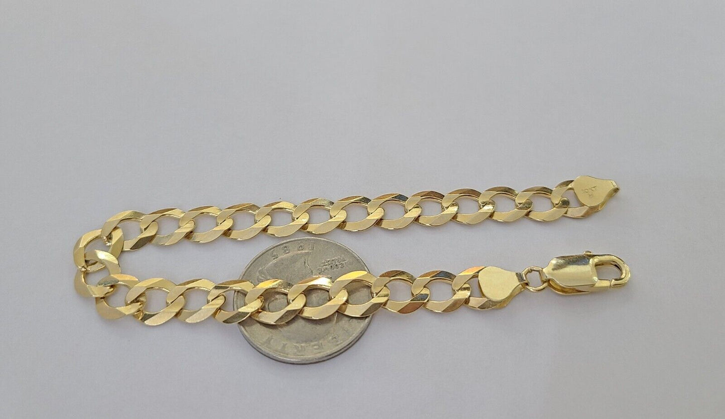 Real Gold Bracelet 10k Gold 8mm Link 8 Inch Men Women Cuban Curb Link