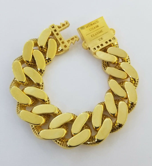 10k Gold Royal Miami Cuban Monaco Link Bracelet  9 inch, 23mm 10kt yellow gold