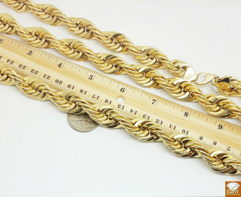 Real 10k Gold Rope Chain Necklace 26 Inch 15mm lobster Lock Men Authentic 10k