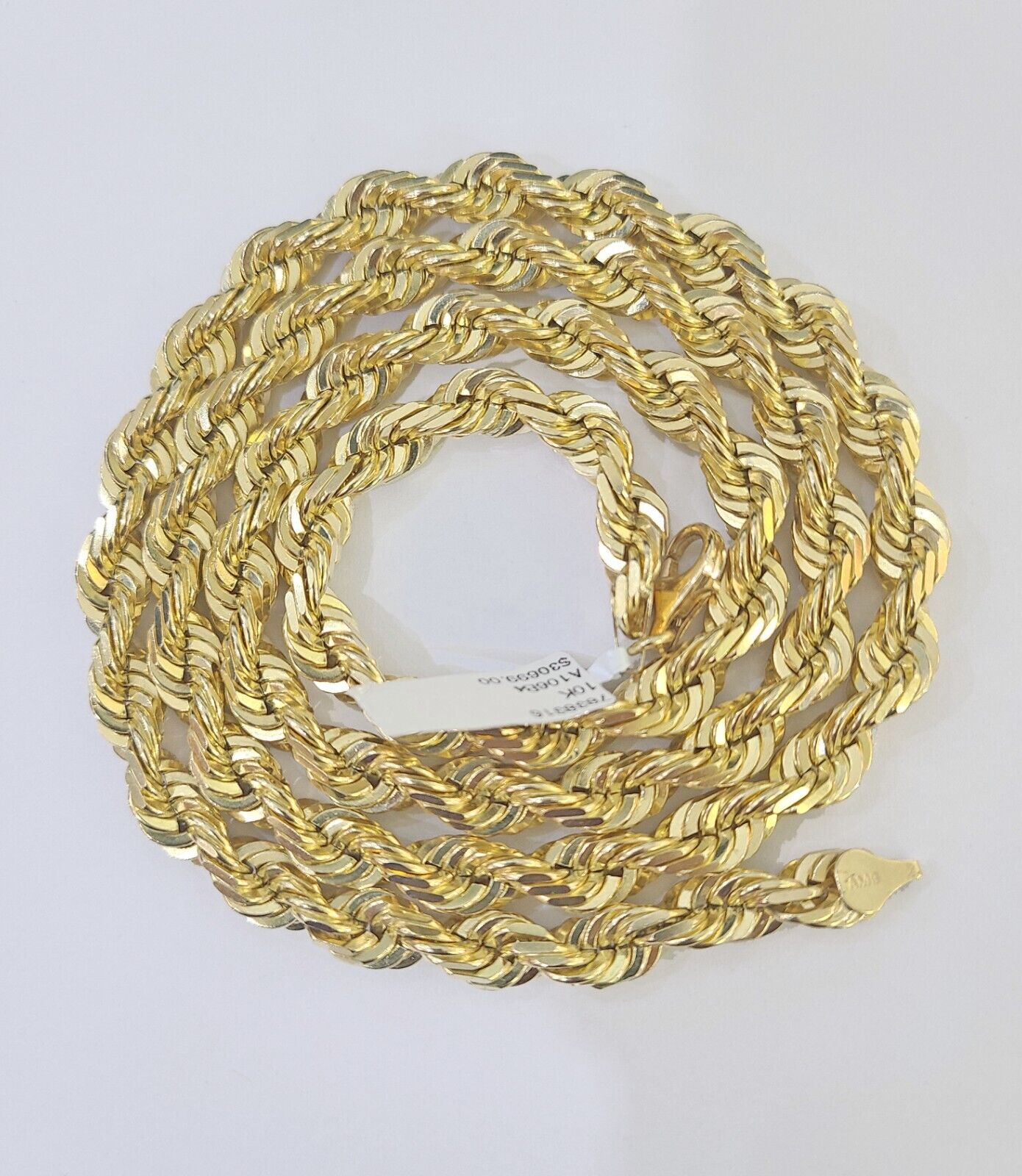 10k Real Solid Yellow Gold Rope Chain Women Men Diamond Cut 7mm 28 Inches