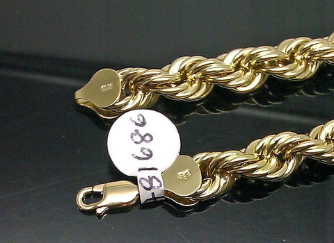 Real 10k Yellow Gold Rope Bracelet 8 mm 8" Inch Lobster Men