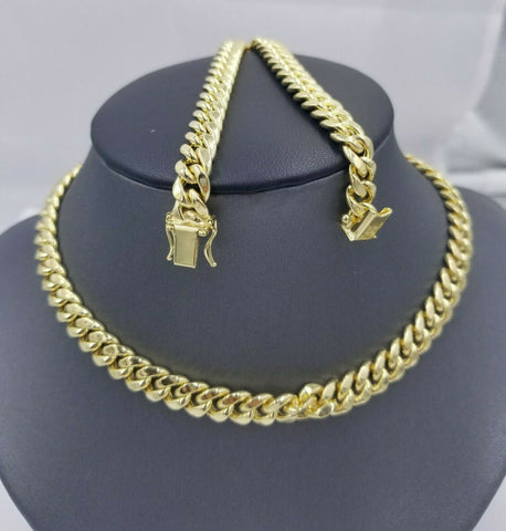 Real Gold Mens Necklace 8mm 26" Miami Cuban Link Chain 10K Yellow Gold  Box Lock