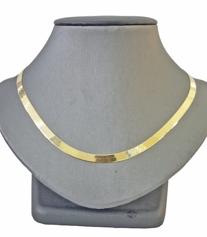 Real 10K Yellow Gold Herringbone Chain Necklace 20 Inch 5mm Lobster lock