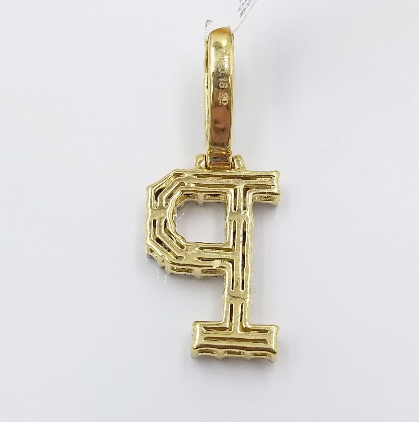 10k Yellow Gold Diamond Letter A-Z Initial Charm Pendant Real Diamond