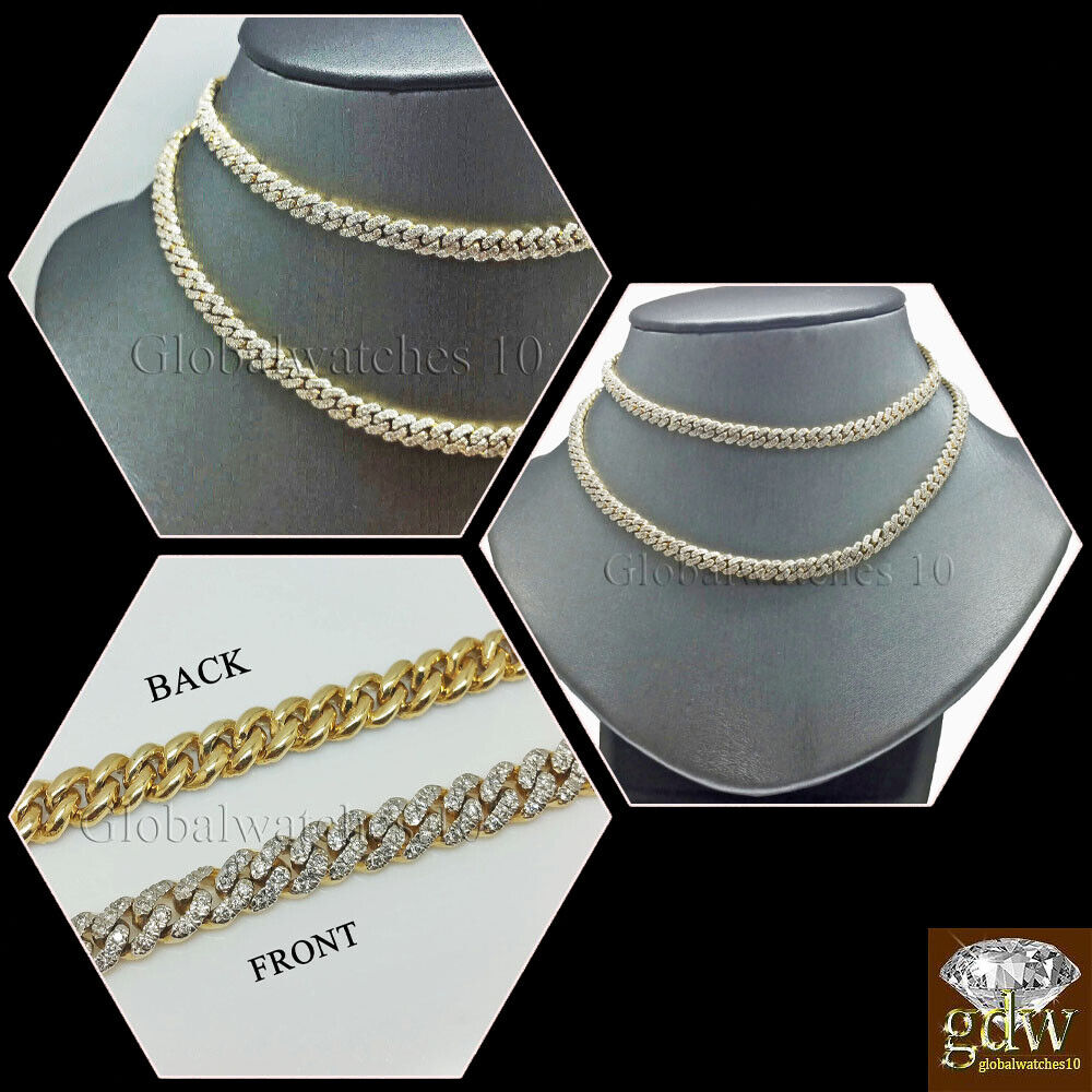 Real 10k Yellow Gold & Diamond Cuban Link 18" Chain 4.33 CT Diamond Box Clasp