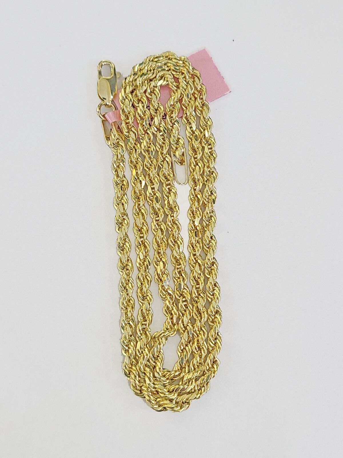 Real  14k Yellow Gold Rope Chain 3mm 22 Inches Ladies Necklace