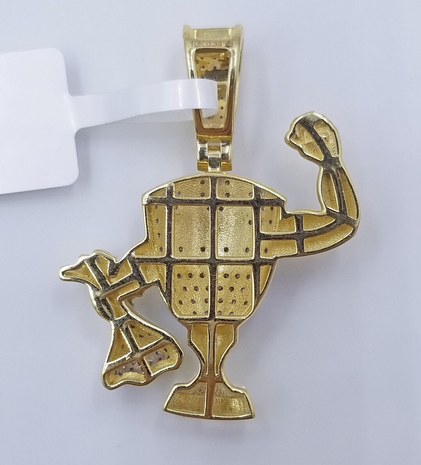 10k Yellow Gold Diamond Dollar Trophy Charm Real  Pendant 10kt