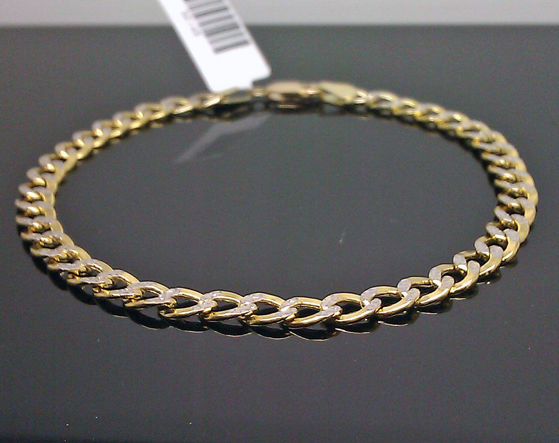 10K Gold Bracelet Real Cuban Link Diamond Cut 5mm 8.5" Inch REAL Yellow Gold