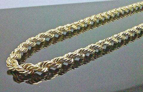 Real 10k Yellow Gold Rope Chain Necklace 30" 6mm Mens Diamond Cut