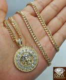 REAL 10k Yellow Gold Head Charm Pendant & 26" Cuban Chain, Mens  Women