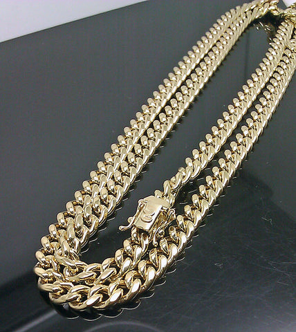 Real 10k Yellow Gold 24" Inch 6mm Miami Cuban chain Necklace Box Lock Men
