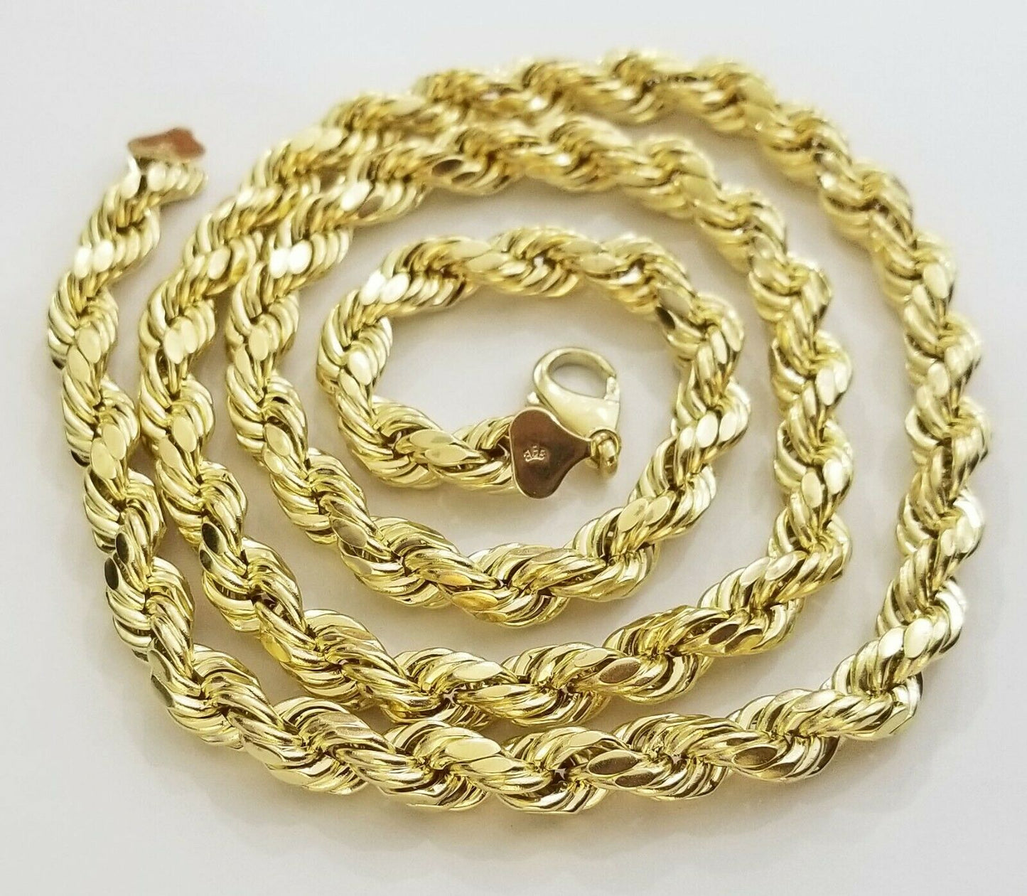 REAL 10k Yellow Gold Rope Chain 10mm 24" Men's thick necklace 10kt diamond cuts