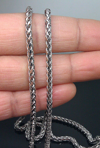Real 10K White Gold Palm Chain Necklace 3mm 38" Inch