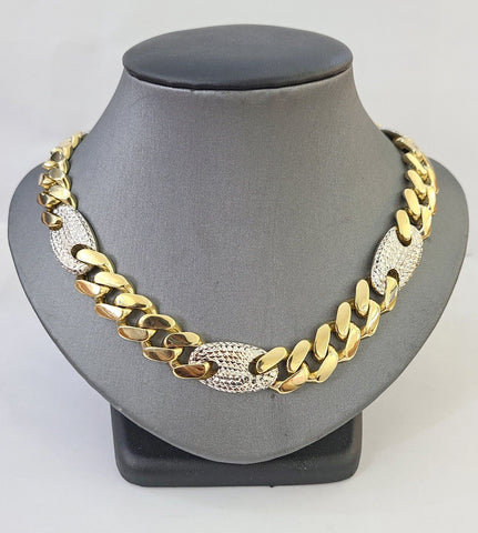 10K Yellow Gold 15mm Miami Cuban Mariner Link Chain Necklace 26" Inch 10Kt
