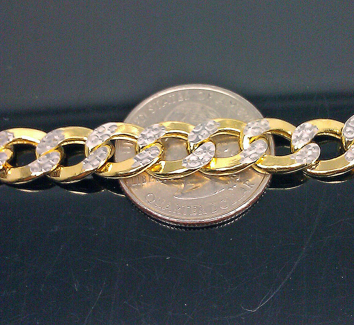 REAL 10K Yellow Gold Cuban Bracelet Diamond Cut 9" Inch 10mm Lobster Lock