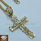 10k Yellow Gold Jesus Cross Charm Pendant 26" Miami Cuban Chain Necklace