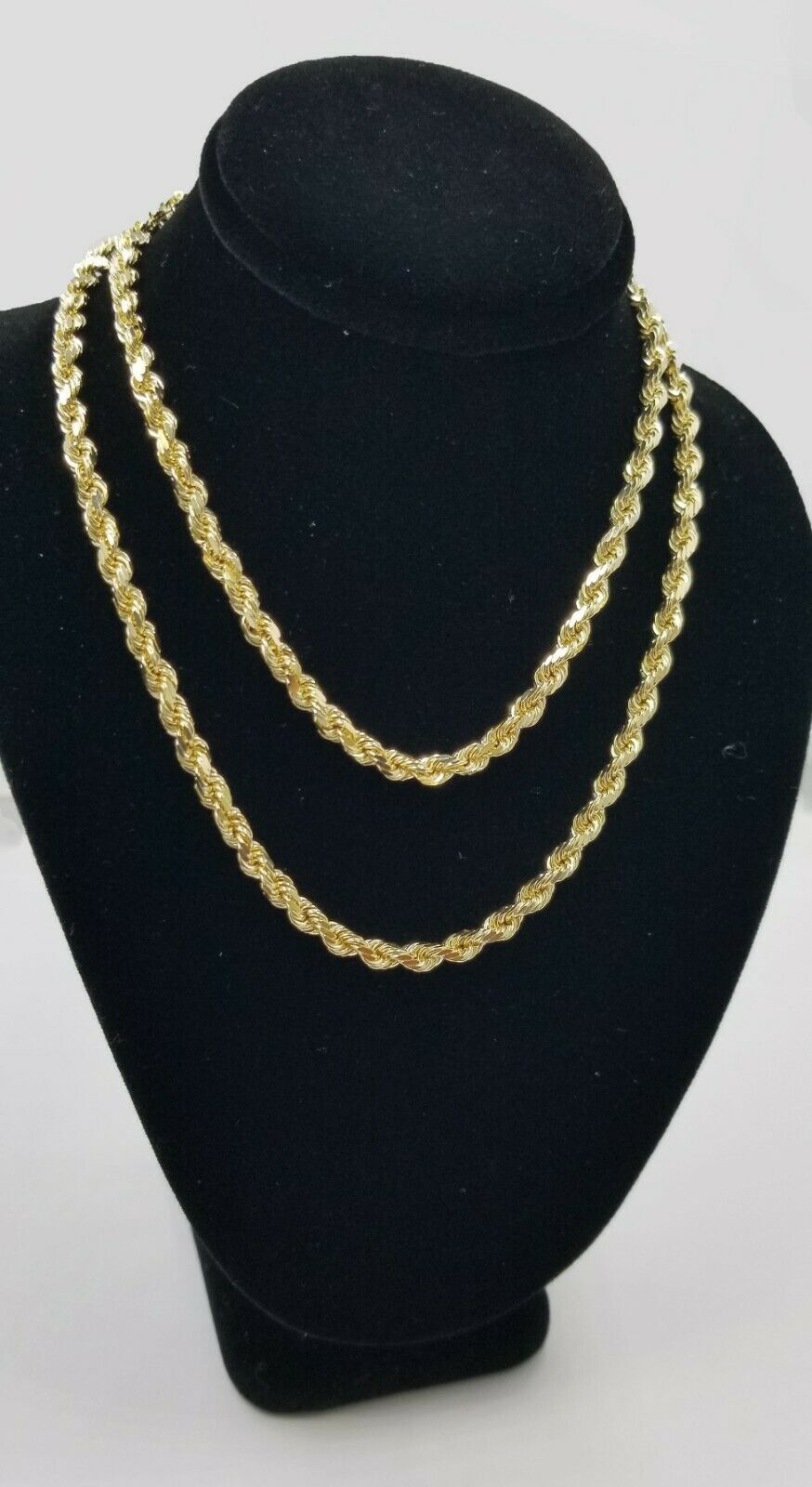 SOLID 10k Yellow Gold Rope Chain Diamond Cut 4mm 18" Ladies Brand new Chain Real