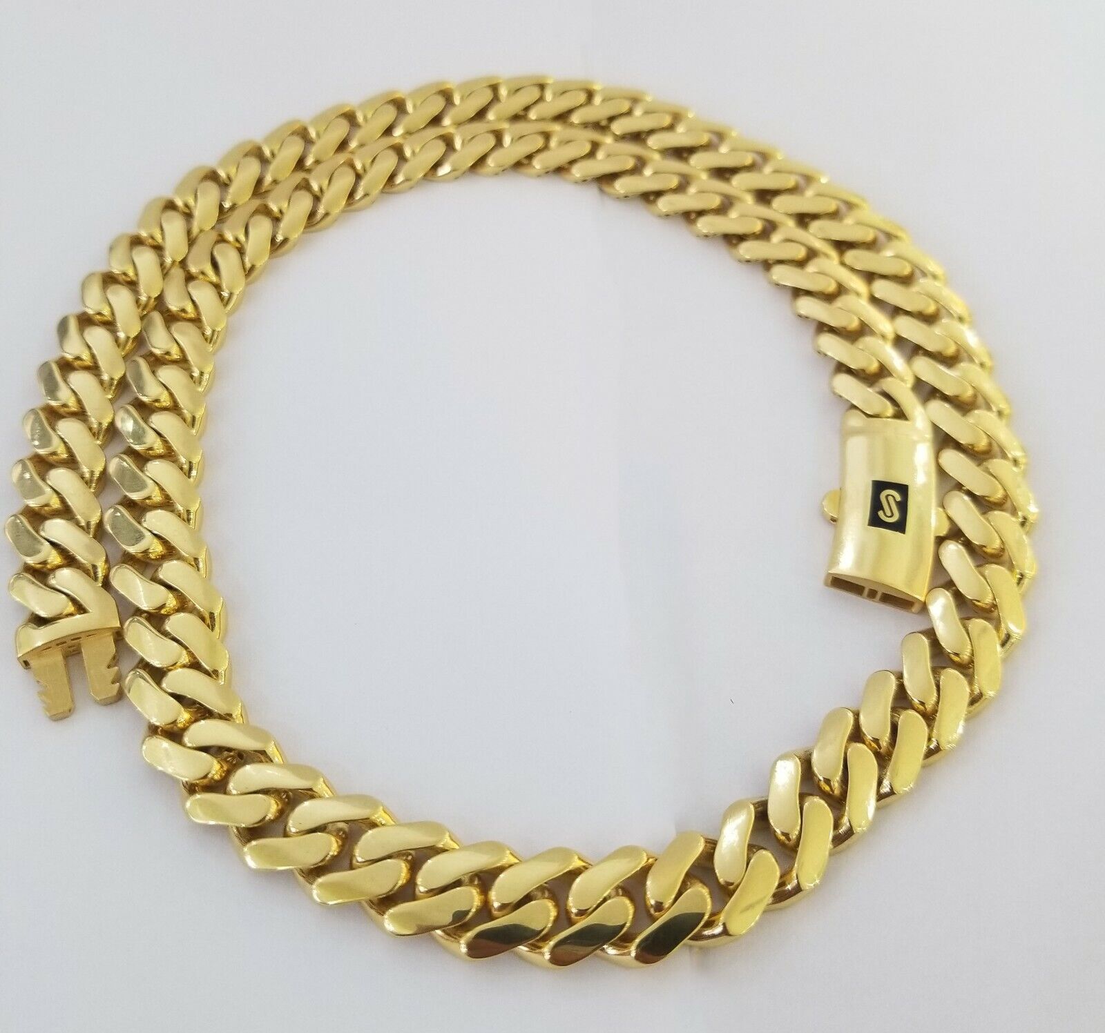 10k Gold Cuban Link Royal 11mm Monaco Chain And Bracelet 10kt Real Gold Set