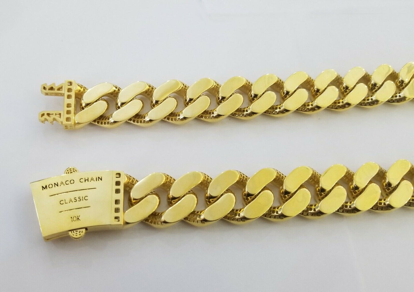 10k Gold Royal Miami Cuban Monaco Link Chain 24inch, 23mm yellow gold necklace