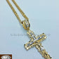 10k Yellow Gold Jesus Cross Charm Pendant 26" Miami Cuban Chain Necklace