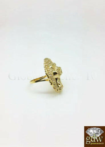 Real 10k Yellow Gold Men Lion Head Casual Pinky Ring 6.5 8 size