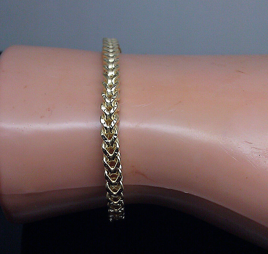 10k Yellow Gold Franco Bracelet 4mm 8" Inch Mens Women