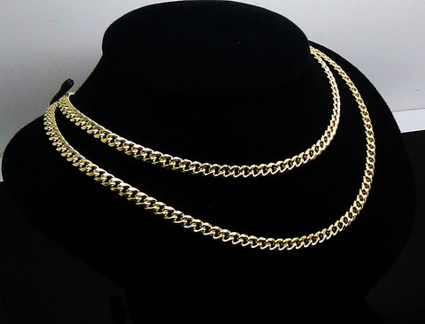 Real 10K Gold Chain Men women Miami Cuban Link Necklace 28" 5mm lobster, STRONG
