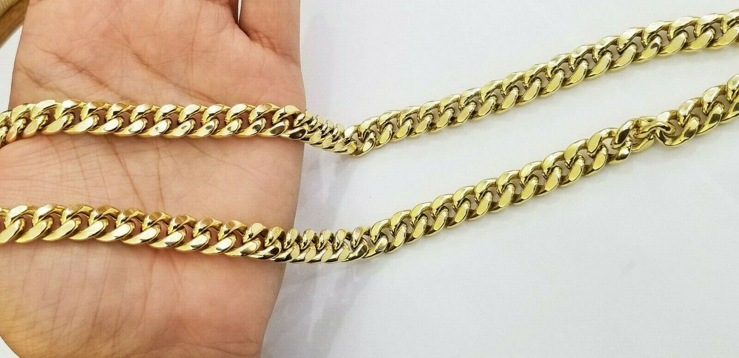 14k REAL Yellow Gold Necklace 26" Inch 10mm Miami Cuban Box Lock Men 14kt