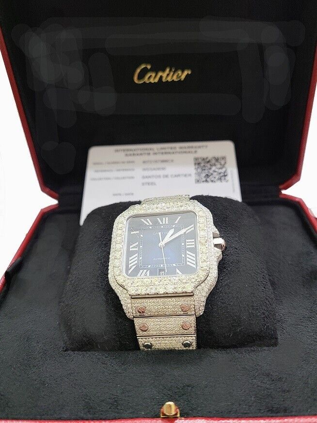 Cartier Santos Men 40mm Diamond Iced Out XL Brand New with Box