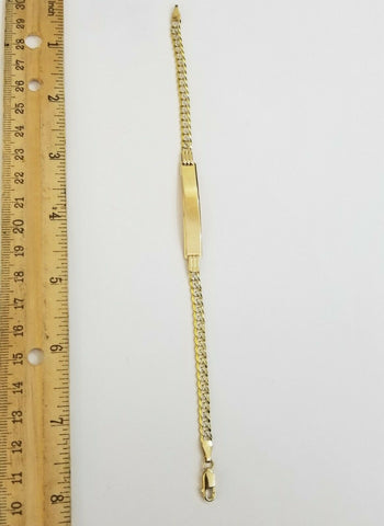 14k Cuban curve link gold bracelet 5mm 8"Inch Men's Women diamond cut hand chain