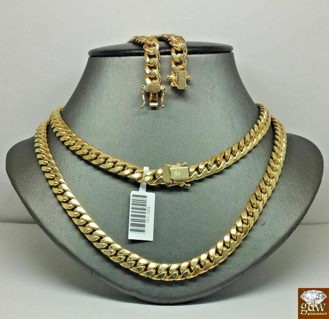 10K Yellow Gold Miami Cuban Chain Necklace 7mm 28 Inch BOX LOCK Link REAL